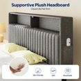 thumbnail image 5 of Greenstell Queen Bed Frame with LED Light & Platform Bed with Upholstered Storage Headboard USB Ports & Charging Station, Dark Gray, 5 of 8