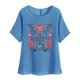 thumbnail image 1 of Camiseta de Mujer Camiseta de Manga Corta Impresión Casual Raglan Suelto de Lino Top Blusas, Cuello de la Tripulación, 1 of 4