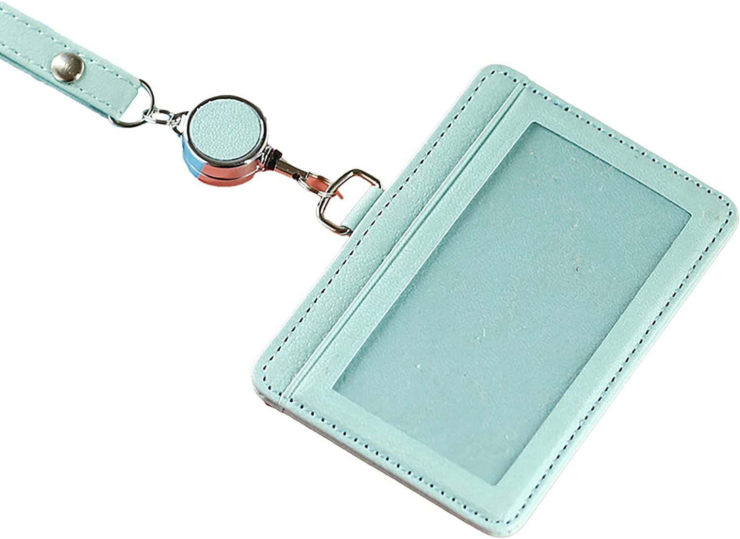 ID Badge Holder Horizontal Leather Retractable Badge Holders Name Tags