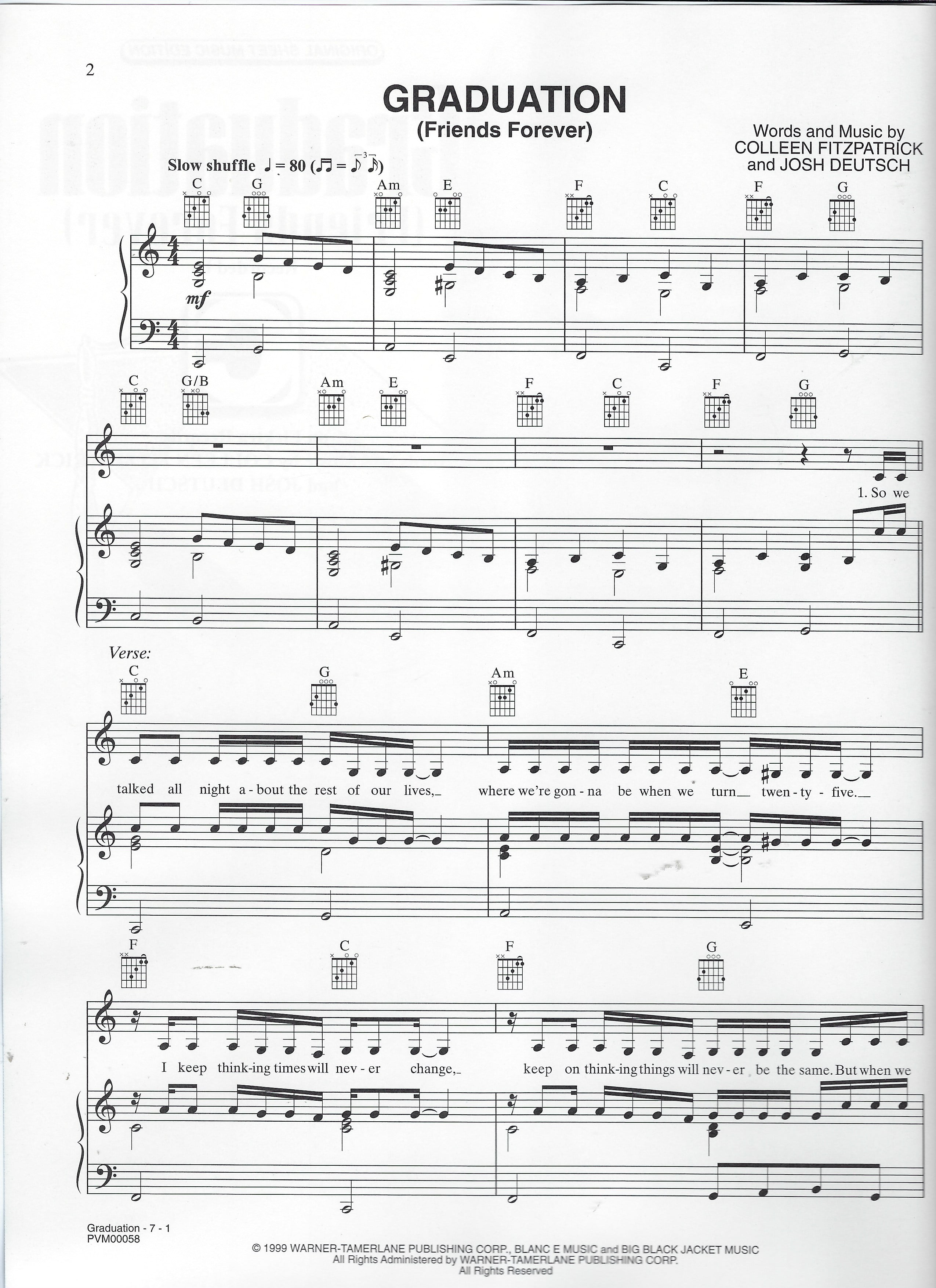 Buy Vitamin C Graduation (Friends Forever) Sheet Music Online at Lowest Price in India. 567535366