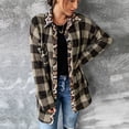 thumbnail image 2 of Leopard Print Jacket Ladies Houndstooth Leopard Print Contrast Plaid Long Sleeve Shirt Jacket, 2 of 6