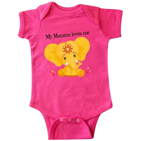 

Inktastic Etana Mamma loves me Yellow Elephant Gift Baby Boy or Baby Girl Bodysuit