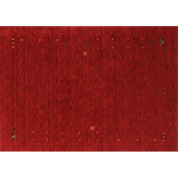 Ahgly Company Indoor Rectangle Abstract Orange Contemporary Area Rugs, 3' x 5'