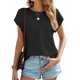 thumbnail image 2 of Tops de Verano de Mujer Suelto Ajuste Primavera Y Verano Suéter Casual Color Sólido Manga Corta Cuello Redondo, Camiseta Suelta de Poliéster, 2 of 9