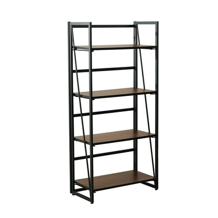 Bookshelf and Bookcase 4-Tier, 80lbs/shelf Load Capacity, Industrial Bookshelves Storage Display Shelves, Home Office Furniture, Wood and Metal