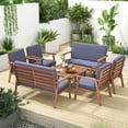 thumbnail image 2 of Costway 8 Acacia Wood High Stability Outdoor Conversation Sets with Loveseat and Chair, Natural/Grey, 2 of 9