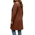 thumbnail image 5 of Tqcoqu Women's Coat Fall Winter Casual Single Breasted Overcoat Mid-Length Notched Lapel Coat, 5 of 9
