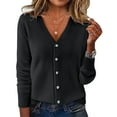 thumbnail image 4 of Women's V-Neck Knit Cardigan Long Sleeve Soft Breathable Open Front Sweater Layer for Spring Fall Office and Casual, 4 of 5