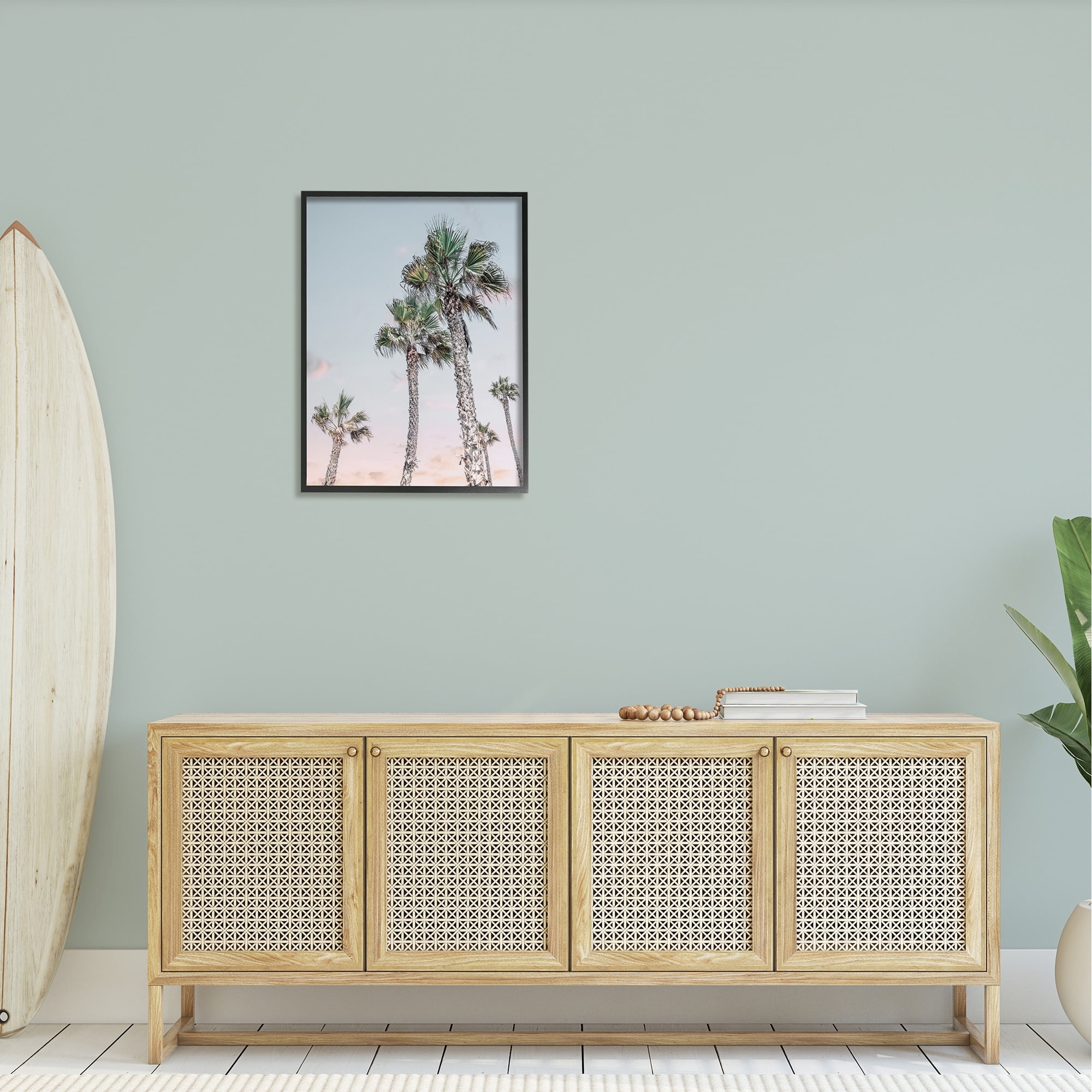 Stupell Industries Tall Tropical Palm Trees Clear Sunset Sky Photograph Black Framed Art Print Wall Art, Design by Natalie Carpentieri