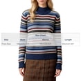 thumbnail image 4 of Women Turtleneck Sweater Long Sleeve Striped Knit Pullover Relaxed Ribbed Cuff Hem Casual Warm Tops for Fall Winter Daily Office Wear Navy One Size, 4 of 4