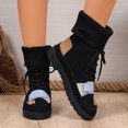 thumbnail image 4 of AUNVITO Women's Winter Short Boots Splicing Knit Lace-Up Slip-Resistant Casual Outdoor Fashion Ankle Boots Gray Black Beige Options, 4 of 7