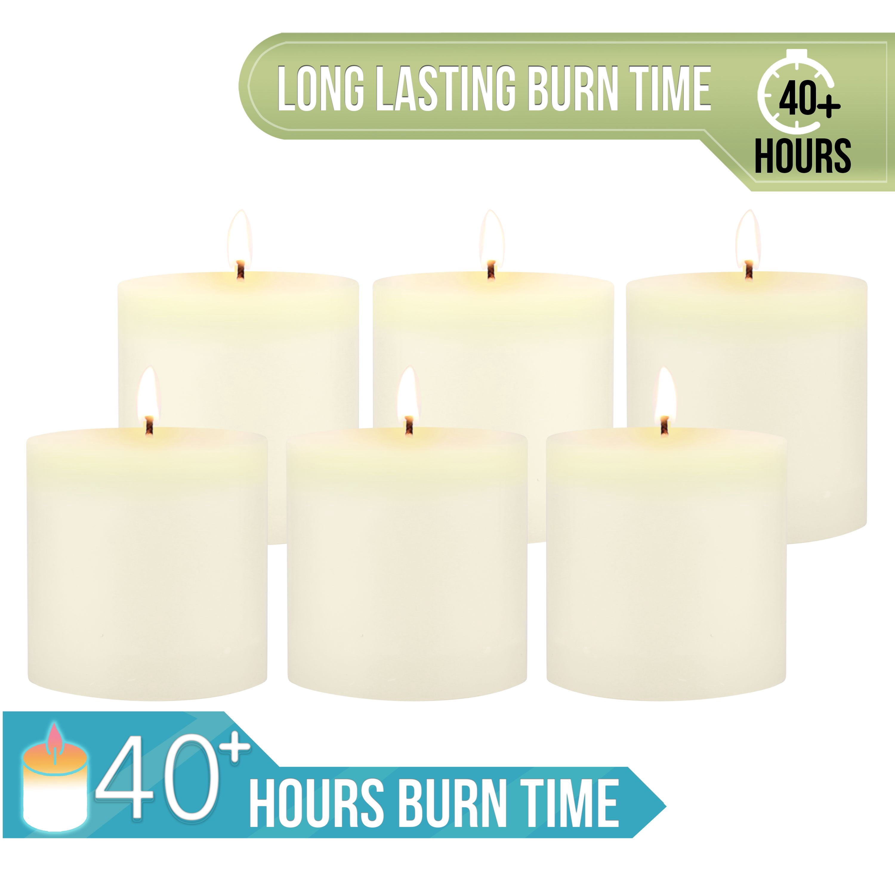 Stonebriar 3" x 3" Unscented Pillar Candles, 6 Pack with 18 Burn Time