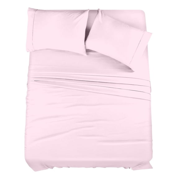 Casavia - Natural 100% Cotton Sheets Queen Sheet Set, Premium Bedding Sets- 400 Thread Count- Soft Sateen 100% Cotton - Deep Pocket, Easy Fit, Queen Sheets, 4 Piece Bed Sheets Queen - Pink