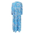 thumbnail image 5 of Youmylove Women Dress Fashion Boho Print Half Sleeve V-Neck Strap Loose Splice Long Casual Beach Summer Stylish Unique Sundress, 5 of 6