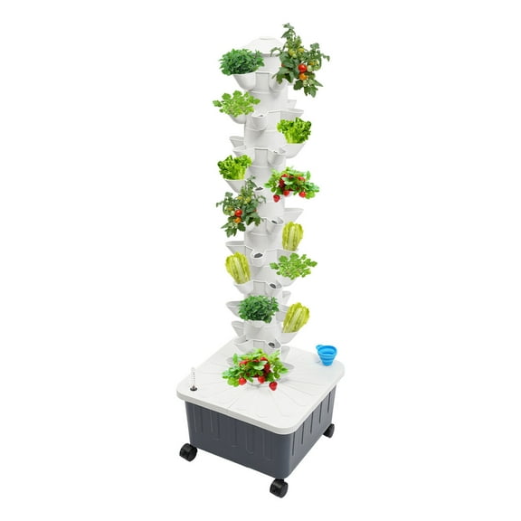 5.28gal Hydroponics Growing Kit - 50-Plant Vertical Vegetable Tower with 10W White LED for Indoor Gardening