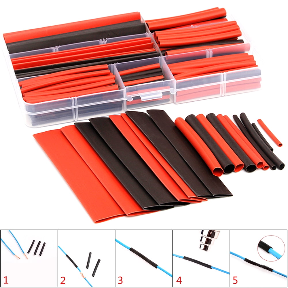 150Pcs 2:1 Heat Shrink Tube Sleeving Wrap Cable Wire 8 Sizes Assortment Kit Box 