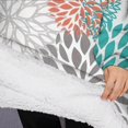 thumbnail image 3 of Oversized Wearable Blanket Hoodie,Orange Floral and Petal Pattern Sherpa Blanket Hoodie with Super Pockets,Super Warm Fuzzy Pullover for Women & Men, 3 of 6