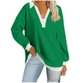 thumbnail image 1 of WEAIXIMIUNG Sweat-Shirt pour Femmes Mode Décontractée Col en V Manches Longues Sweat-Shirt Col Rabattu, 1 of 3