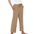 thumbnail image 5 of Wide Leg Linen Pants Women Summer Baggy Boho Casual Elastic Waist Long Lounge Travel Pants Trousers with Pockets Camel S, 5 of 6