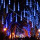 thumbnail image 2 of Lluvia de meteoritos Luces de lluvia, 288 LED Luces de Navidad Carámbano Nieve Caída Luces de Navidad Luces de gotas de lluvia al aire libre, 30 cm 8 tubos Árbol de Navidad Decoración navideña (Azul) Xemadio CJWUS-1080, 2 of 5