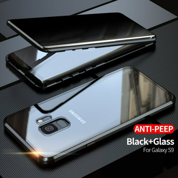 Anti Peep Magnetic Samsung Galaxy S9 Case - (Black) Double Sided Privacy Tempered Glass Screen Protector Shockproof and Scratch Resistant Protection