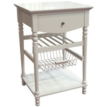 eHemco Euro Kitchen Cart with 1 Drawer, 2 Storage Shelves and 1 Basket, 35.23 Inches Height, White