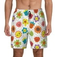 thumbnail image 2 of Picia Cartoon Flowers pattern Mens Swim Trunks with Compression Liner Stretch Beach Shorts Quick Dry with Zipper Pockets No-Chafing Board Shorts-X-Large, 2 of 9