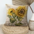 thumbnail image 5 of Set of 4 Sunflower Outdoor Decorative Throw Pillow Covers 18x18 Inch,Vintage Sunflower Linen Square Cushion，for Living Room Couch and Bed （Sunflower,18x18）, 5 of 6