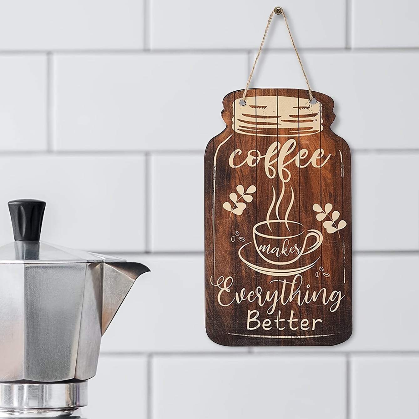 1PC Jar Shaped Wooden Coffee Wall Art Decoration Plaque Sign "Coffee