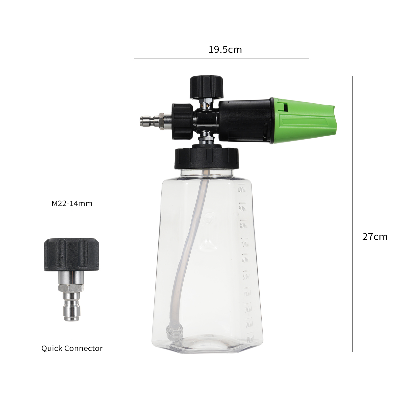 Foam Cannon,Sprayer Pressure Bottle Car Wide Quick 1l 1/4'' Quick Neck Soap Wide Neck Soap Sprayer Cannon With Sprayer