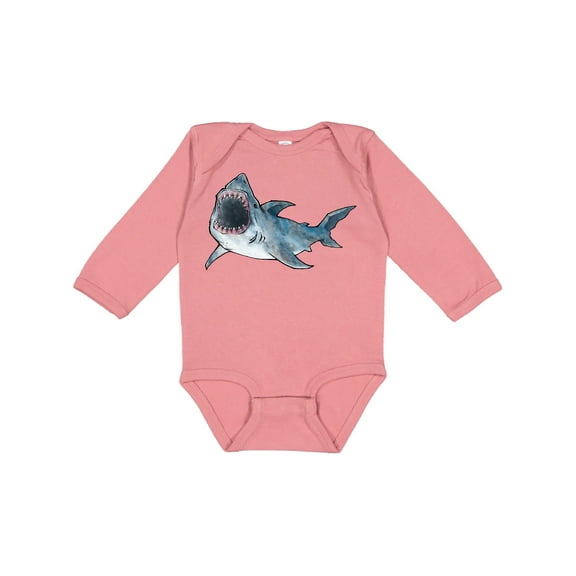 Inktastic Great White Shark Boys or Girls Long Sleeve Baby Bodysuit