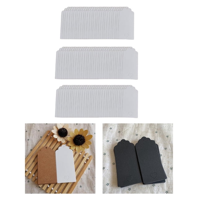 100 etiquetas de regalo en blanco, resistentes a las arrugas, resistentes a las rasgaduras, etiquetas de papel Kraft gruesas, etiquetas huecas de Colco Etiquetas colgantes