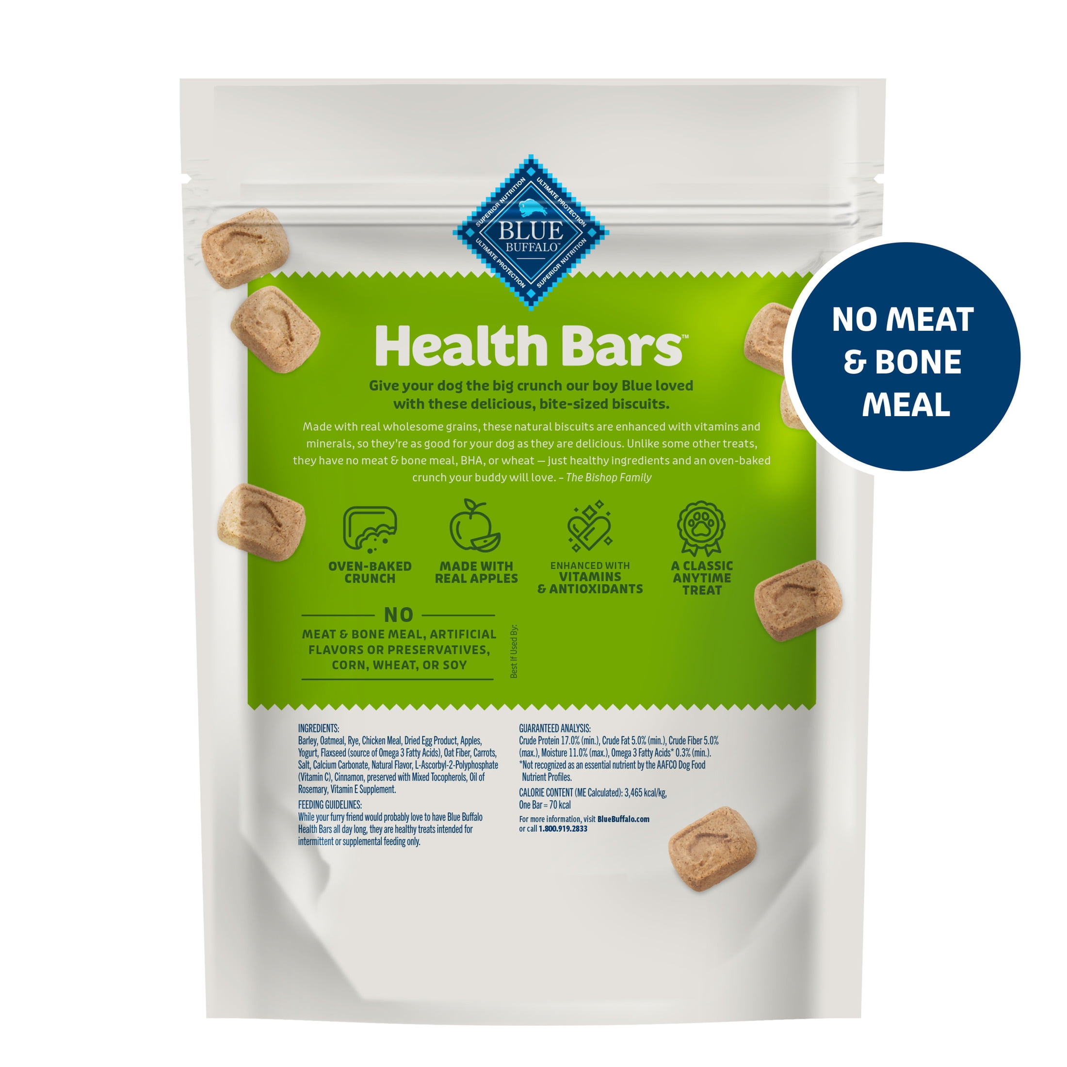 Blue Buffalo Health Bars Mini Crunchy Dog Biscuits, Oven-Baked with Natural Ingredients, Apples & Yogurt, 16-oz Bag