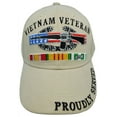 thumbnail image 2 of Vietnam Veteran Proudly Served Combat Veteran Ribbon Khaki Embroidered Cap Hat, 2 of 5