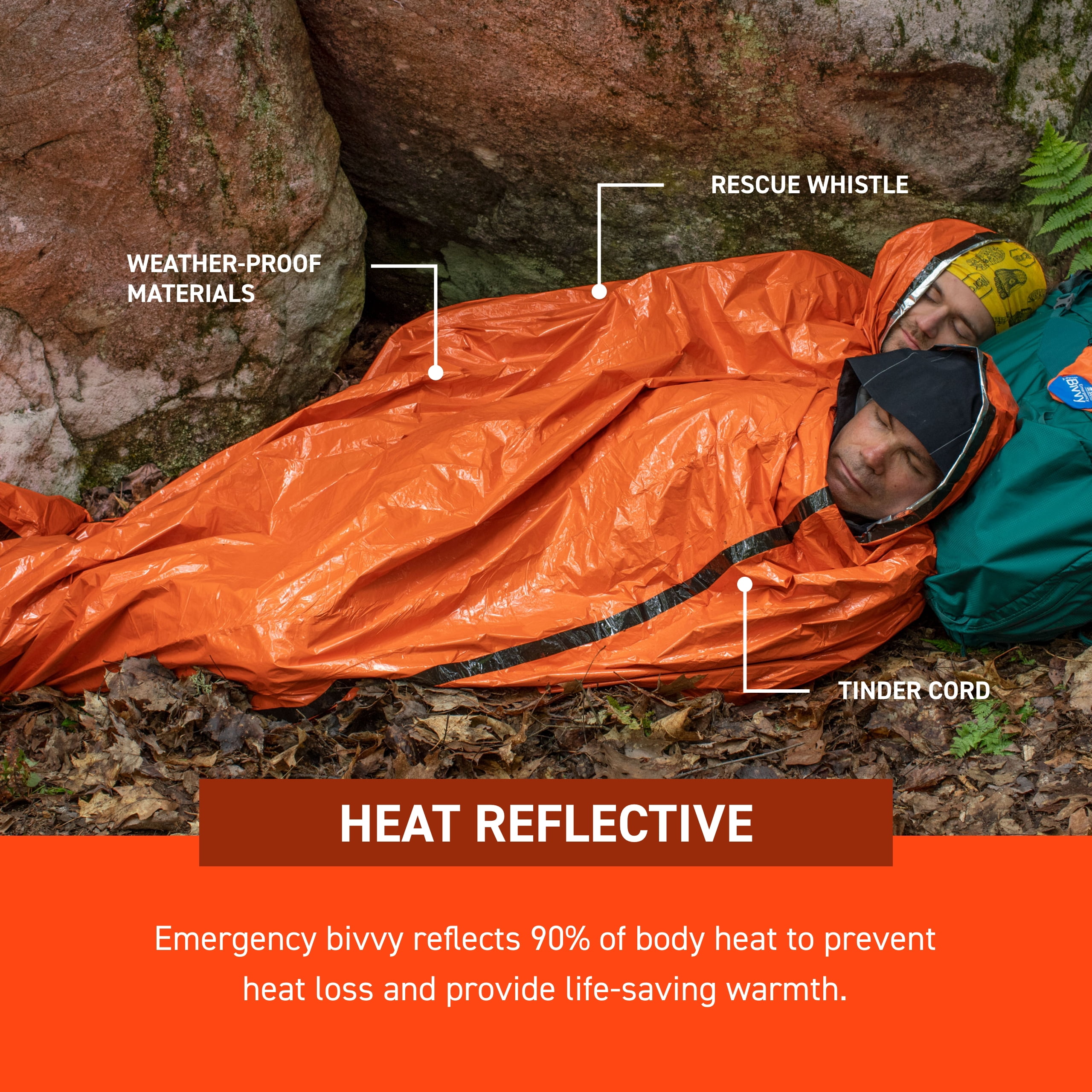 Survive Outdoors Longer Emergency Bivvy XL w/ Rescue Whistle