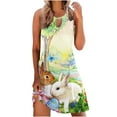 thumbnail image 1 of EQWLJWE Robe Longue pour Femmes Robe Bohème Imprimée Florale d'Été Sans Manches T-Shirt Robe de Plage Mini, 1 of 5