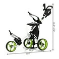 thumbnail image 2 of Gymax Chariot de Golf Pliable à 3 Roues à Pousser et Tirer avec Siège et Poignée Ajustable Vert, 2 of 10
