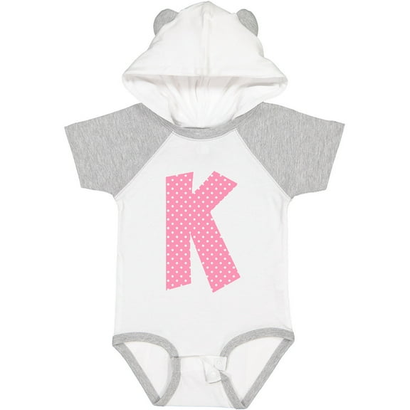 Inktastic Pink and White Polka Dots Letter K Boys or Girls Baby Bodysuit