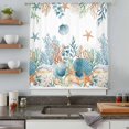 thumbnail image 4 of Teal Blue Coastal Sheer Curtains 63 Inches Long, Summer Beach Starfish Shell Coral Nautical Light Filering Curtains, Breathable Simi Curtain Privacy Drapes for Living Room Bedroom Window Treatment, 4 of 9