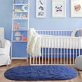 thumbnail image 5 of Softlife Cute Fluffy Oval Rug for Bedroom Soft Carpet, 2.6' x 5.3' , Light Navy, 5 of 8