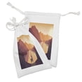 thumbnail image 2 of Deer Hunting Fabric Pouch Set of 2, Reindeer Lake Mountains Birds Dusk Reflections Print, Small Drawstring Bag for Toiletries Masks and Favors, 9" x 6", Apricot Dried Rose, by Ambesonne, 2 of 2