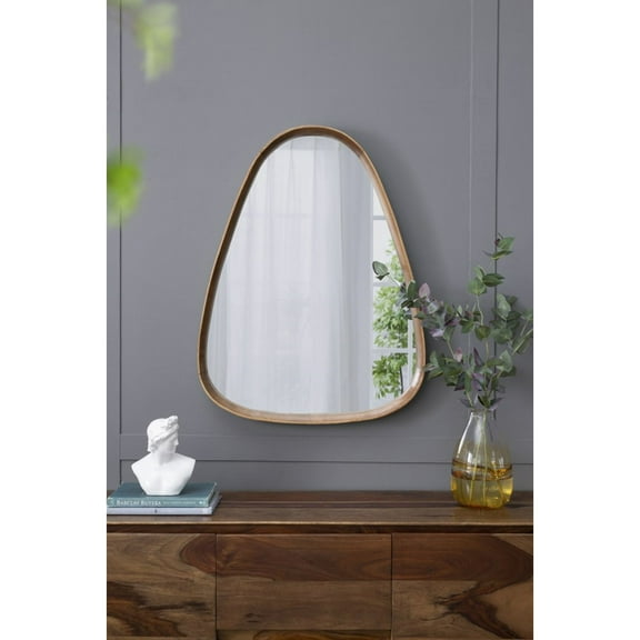CC Home Furnishings Teardrop Curved Edge Wood Wall Mirror - 36.75"