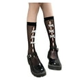 thumbnail image 1 of HBFAGFB Bas pour Femmes Mode Chaussettes Mi-Mollet Résille Fines avec Nœud Gris Foncé Taille Unique, 1 of 3