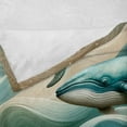 thumbnail image 4 of Ambesonne Nautical Fleece Throw Blanket Mandala Whale and Turtle 50"x60" Teal Ecru Blue, 4 of 5