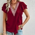 thumbnail image 4 of Samickarr Summer Savings Clearance Plus Size Summer Tops For Women Tops Dressy Casual Tunic Tops To Wear With Leggings Women Summer V-neck Solid Color Short Sleeve Tops, 4 of 9