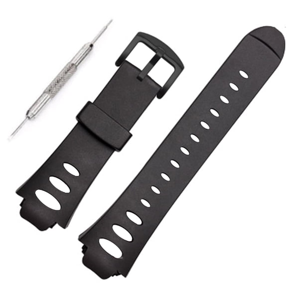 Rubber Replacement Watch Band Strap For SUUNTO OBSERVER SR X6HRM ,Luxury Rubber Strap With Metal Connectors Replacement Wristband Bracelet (Black)