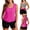 Hot Pink, variant on pstuiky Womens Swimsuits Solid Color Crew Neck Plus Size Adaptable Two Piece Swimwear Swim Suit Women Two-Piece Sets with Boy Shorts Swimming Suits