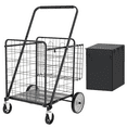 thumbnail image 6 of Bigger Super Jumbo Shopping Cart,Grocery Cart on Wheels, Foldable Utility Shopping Carts with Double Basket and 360° Rolling Swivel Wheels for Groceries Laundry, 6 of 9