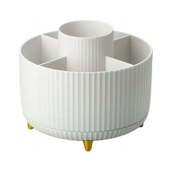 Desk Pencil Pen Holder 360° Rotating Pencil Organizers for Desk Storage Stationery Supplies Organizer Pencil Cup - White