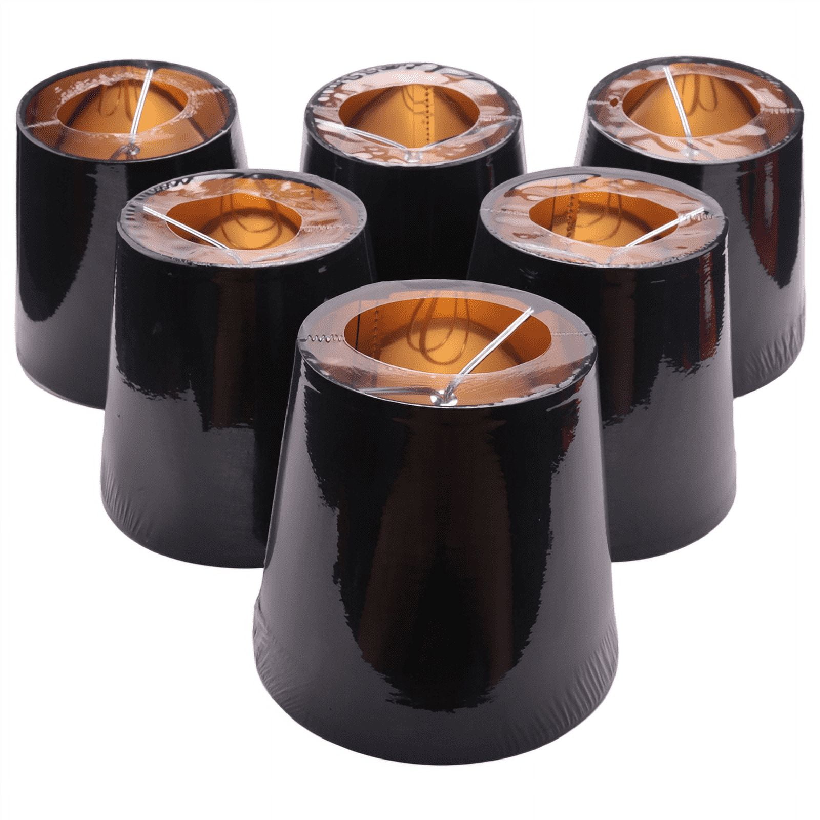 Black Lamp Shades with Gold Lining Clip on Light Candle